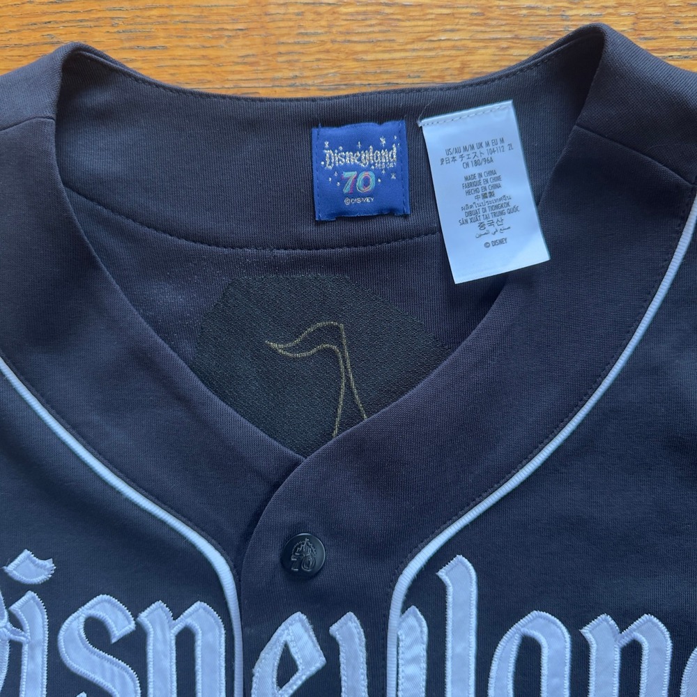 Disneyland Resort 70th Anniversary Baseball Jersey Black Size M Mickey Mouse - Picture 2 of 6